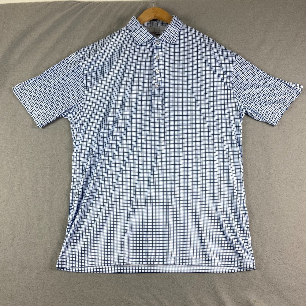 Collars & Co Dress Collar Polo Mens XL plaid check Stretch Preppy short sleeve